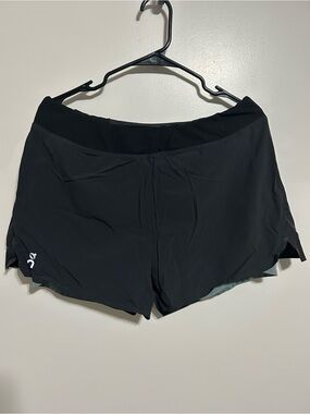 On Running Black Athletic Shorts with Subtle Logo